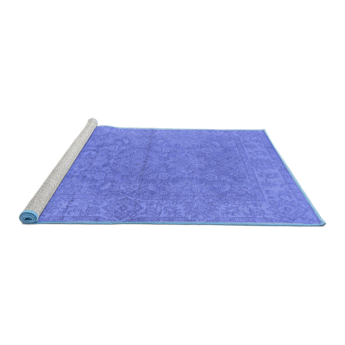 Sideview of Machine Washable Oriental Blue Industrial Rug, wshurb1682blu