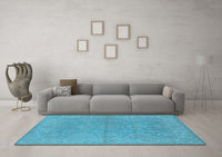 Machine Washable Oriental Light Blue Industrial Rug, wshurb1682lblu