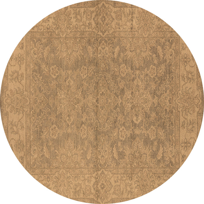 Round Oriental Brown Industrial Rug, urb1682brn
