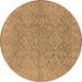 Round Oriental Brown Industrial Rug, urb1682brn