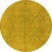 Round Oriental Yellow Industrial Rug, urb1682yw