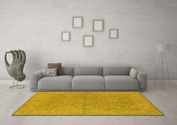 Machine Washable Oriental Yellow Industrial Rug in a Living Room, wshurb1682yw