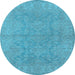 Round Oriental Light Blue Industrial Rug, urb1682lblu