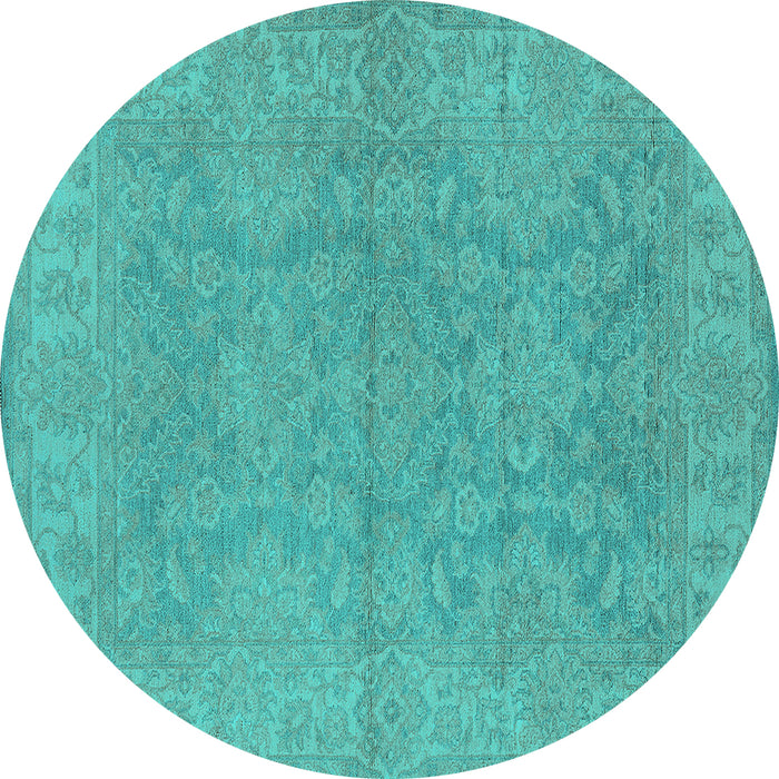 Round Oriental Turquoise Industrial Rug, urb1682turq