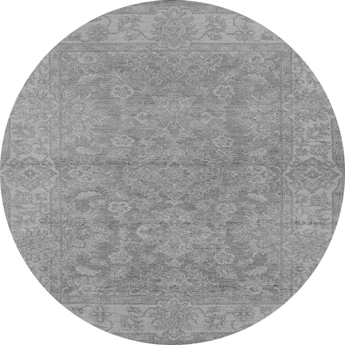 Round Oriental Gray Industrial Rug, urb1682gry