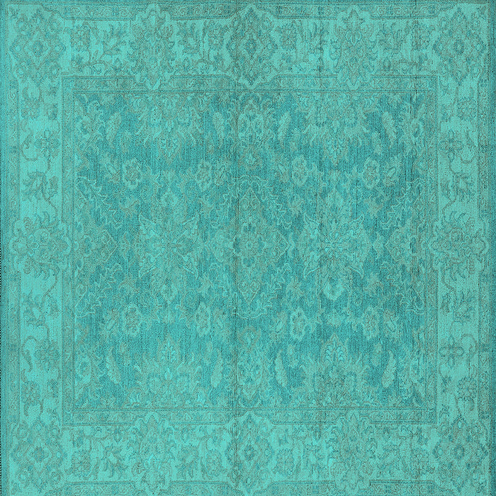 Square Machine Washable Oriental Turquoise Industrial Area Rugs, wshurb1682turq