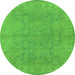 Round Oriental Green Industrial Rug, urb1682grn