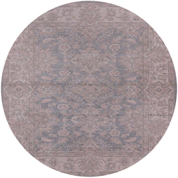 Round Machine Washable Industrial Modern Rose Dust Purple Rug, wshurb1682
