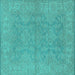 Square Oriental Turquoise Industrial Rug, urb1682turq