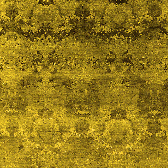 Machine Washable Oriental Yellow Industrial Rug, wshurb1683yw