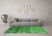 Machine Washable Oriental Emerald Green Industrial Area Rugs in a Living Room,, wshurb1683emgrn