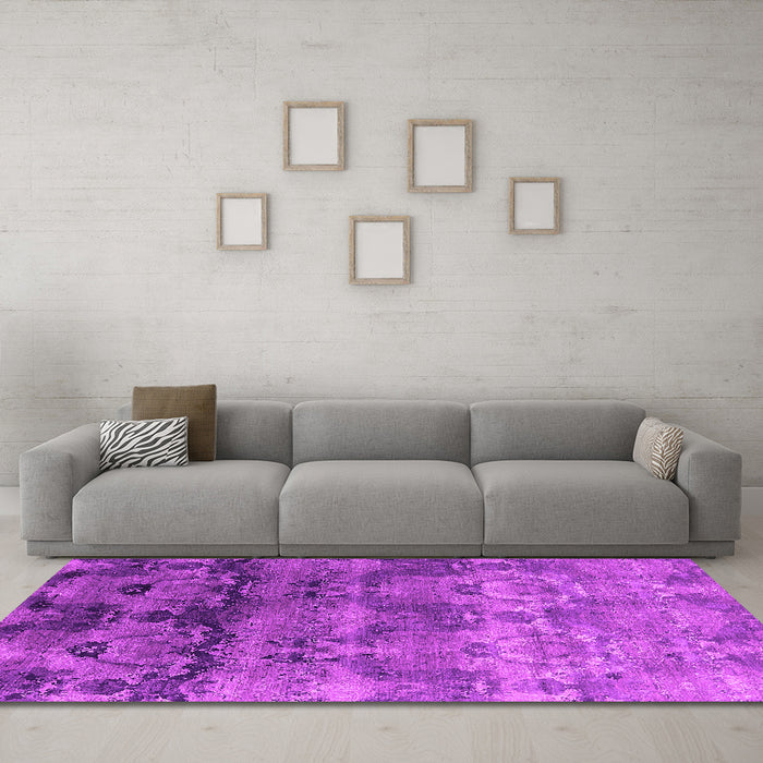 Machine Washable Oriental Pink Industrial Rug in a Living Room, wshurb1683pnk