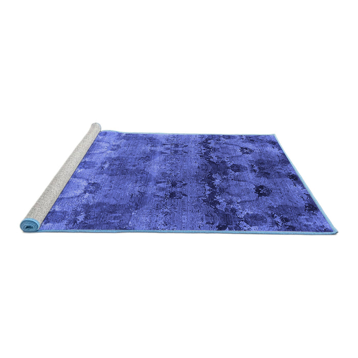 Sideview of Machine Washable Oriental Blue Industrial Rug, wshurb1683blu