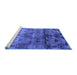 Sideview of Machine Washable Oriental Blue Industrial Rug, wshurb1683blu