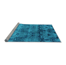 Sideview of Machine Washable Oriental Light Blue Industrial Rug, wshurb1683lblu