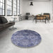 Round Mid-Century Modern Light Purple Blue Oriental Rug in a Office, urb1683