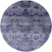 Round Machine Washable Industrial Modern Light Purple Blue Rug, wshurb1683