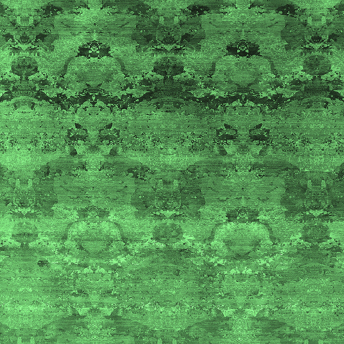 Square Oriental Emerald Green Industrial Rug, urb1683emgrn