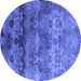 Round Oriental Blue Industrial Rug, urb1683blu