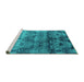 Sideview of Machine Washable Oriental Turquoise Industrial Area Rugs, wshurb1683turq