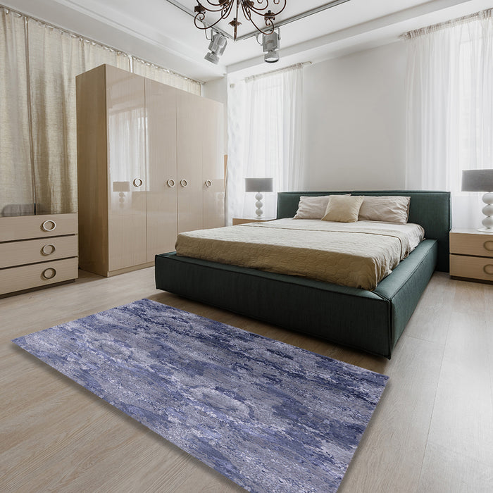 Machine Washable Industrial Modern Light Purple Blue Rug in a Bedroom, wshurb1683