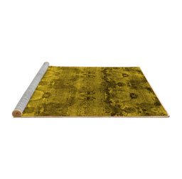 Sideview of Machine Washable Oriental Yellow Industrial Rug, wshurb1683yw