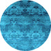 Round Oriental Light Blue Industrial Rug, urb1683lblu