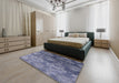 Mid-Century Modern Light Purple Blue Oriental Rug in a Bedroom, urb1683