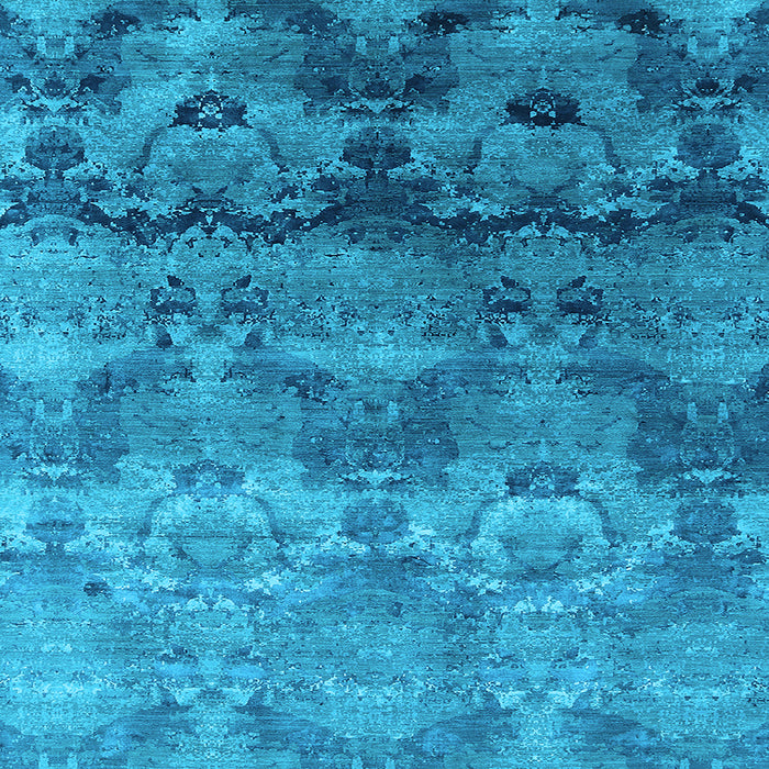 Square Machine Washable Oriental Light Blue Industrial Rug, wshurb1683lblu