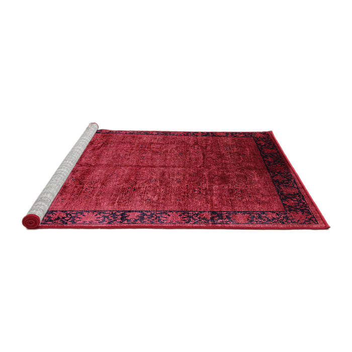 Sideview of Machine Washable Industrial Modern Bright Maroon Red Rug, wshurb1684