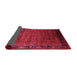 Sideview of Mid-Century Modern Bright Maroon Red Oriental Rug, urb1684