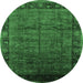 Round Oriental Emerald Green Industrial Rug, urb1684emgrn