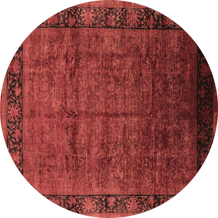 Round Machine Washable Oriental Brown Industrial Rug, wshurb1684brn