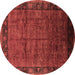 Round Machine Washable Oriental Brown Industrial Rug, wshurb1684brn