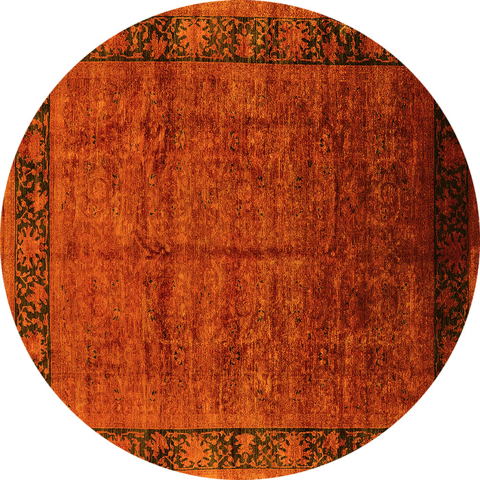 Round Machine Washable Oriental Yellow Industrial Rug, wshurb1684yw