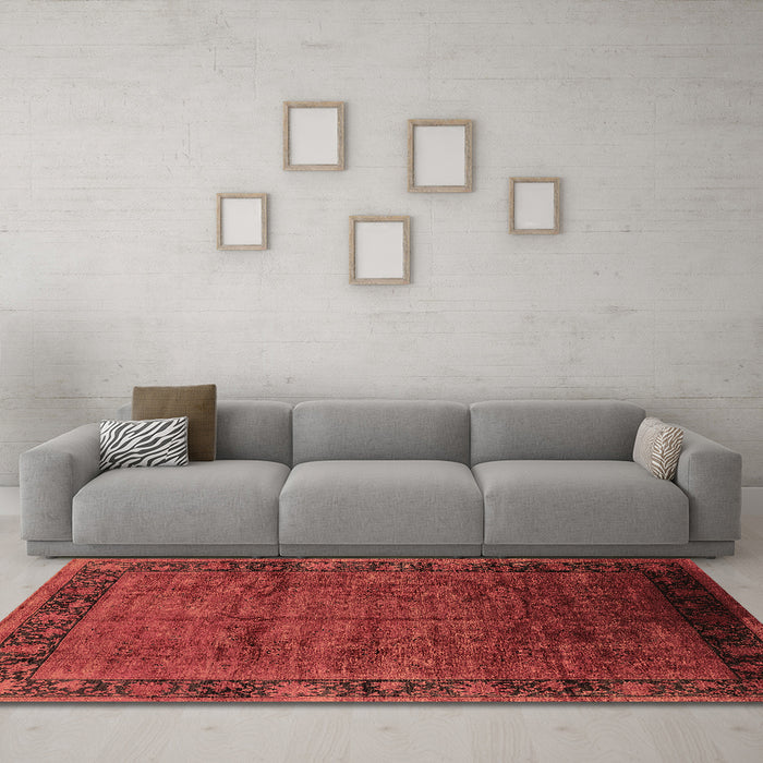 Machine Washable Oriental Brown Industrial Rug in a Living Room,, wshurb1684brn