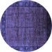 Round Oriental Blue Industrial Rug, urb1684blu