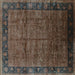 Square Oriental Turquoise Industrial Rug, urb1684turq