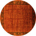 Round Oriental Yellow Industrial Rug, urb1684yw