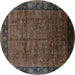 Round Oriental Turquoise Industrial Rug, urb1684turq