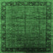 Square Oriental Emerald Green Industrial Rug, urb1684emgrn