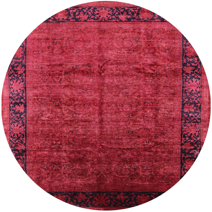 Round Machine Washable Industrial Modern Bright Maroon Red Rug, wshurb1684