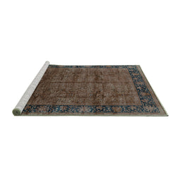 Sideview of Machine Washable Oriental Turquoise Industrial Area Rugs, wshurb1684turq