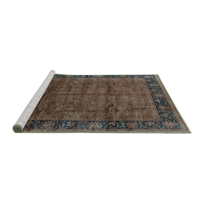 Sideview of Machine Washable Oriental Turquoise Industrial Area Rugs, wshurb1684turq