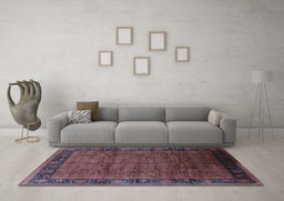 Machine Washable Oriental Light Blue Industrial Rug in a Living Room, wshurb1684lblu