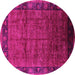 Round Oriental Pink Industrial Rug, urb1684pnk