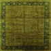 Square Oriental Green Industrial Rug, urb1684grn