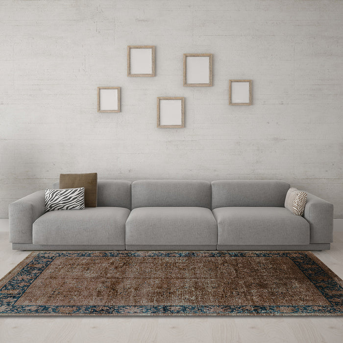 Machine Washable Oriental Turquoise Industrial Area Rugs in a Living Room,, wshurb1684turq