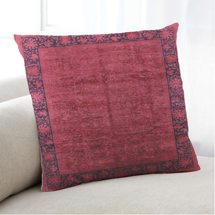 Lifestyle Image of Mid-Century Modern Urban Square Bright Maroon Red Throw Pillow, 18 inch by 18 inch, pwurb1684