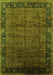 Machine Washable Oriental Green Industrial Area Rugs, wshurb1684grn